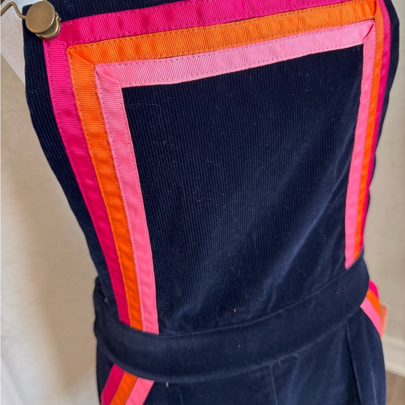 Navy Smack Parlour Corduroy Dress with Pink and Orange Stripes - Picture 3 of 5